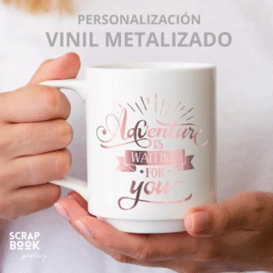 Taza blanca 12oz personalizada vinil metálico