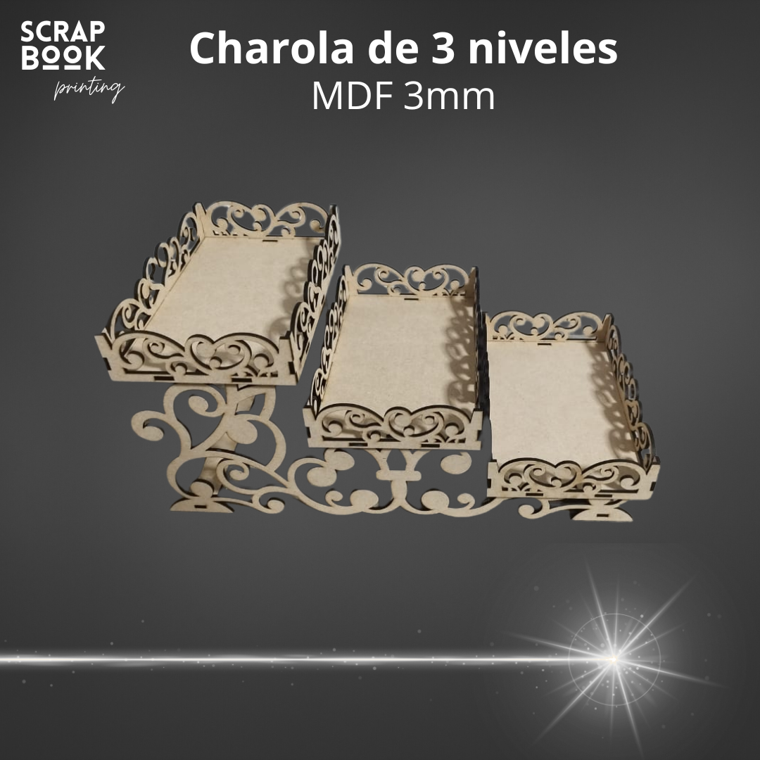 Charola de 3 niveles MDF